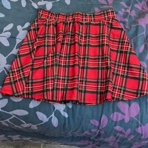 SHEIN mini red plaid skirt